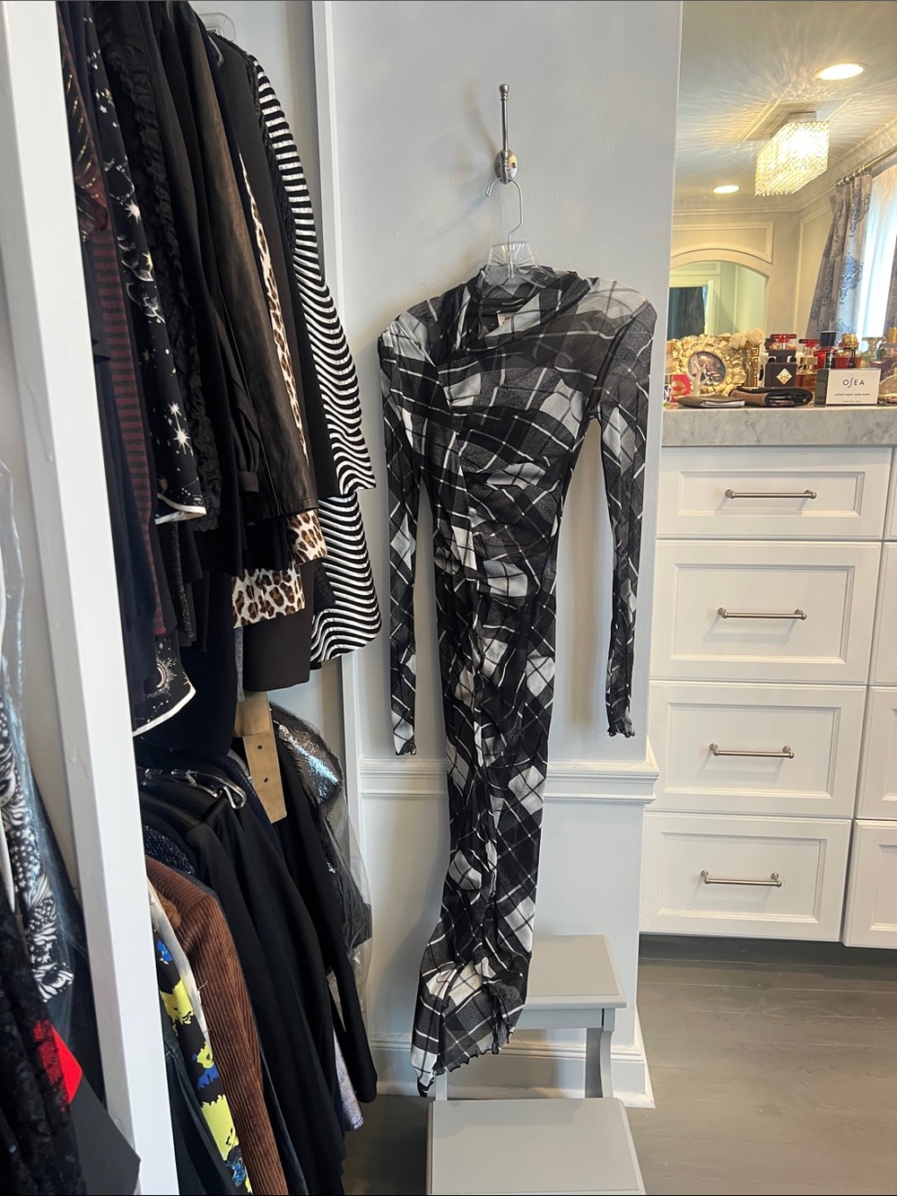 Jean Paul Gaultier Black and White Geometric Maxi Dress